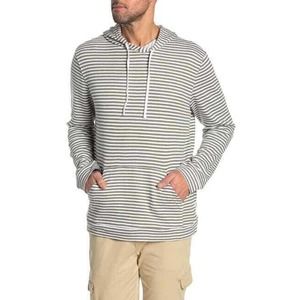 Onia Michael Stripe Knit Hoodie Green White Medium